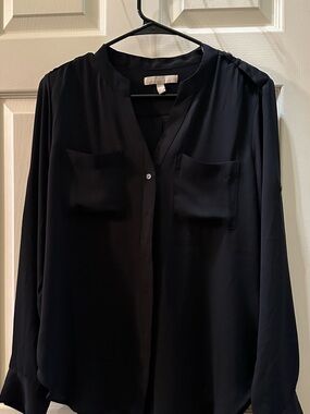 Banana Republic Black Long-Sleeve Pocket Button Shirt